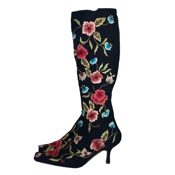 SXS Floral Boots style S-83 with dust cover, no box. Size 36.5 (US Size 6) - Picture 6 of 12